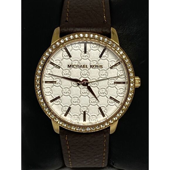 Michael Kors Lady Nini MK3183 Women Brown Leather Analog Dial Quartz Watch EY662 - Picture 2 of 12